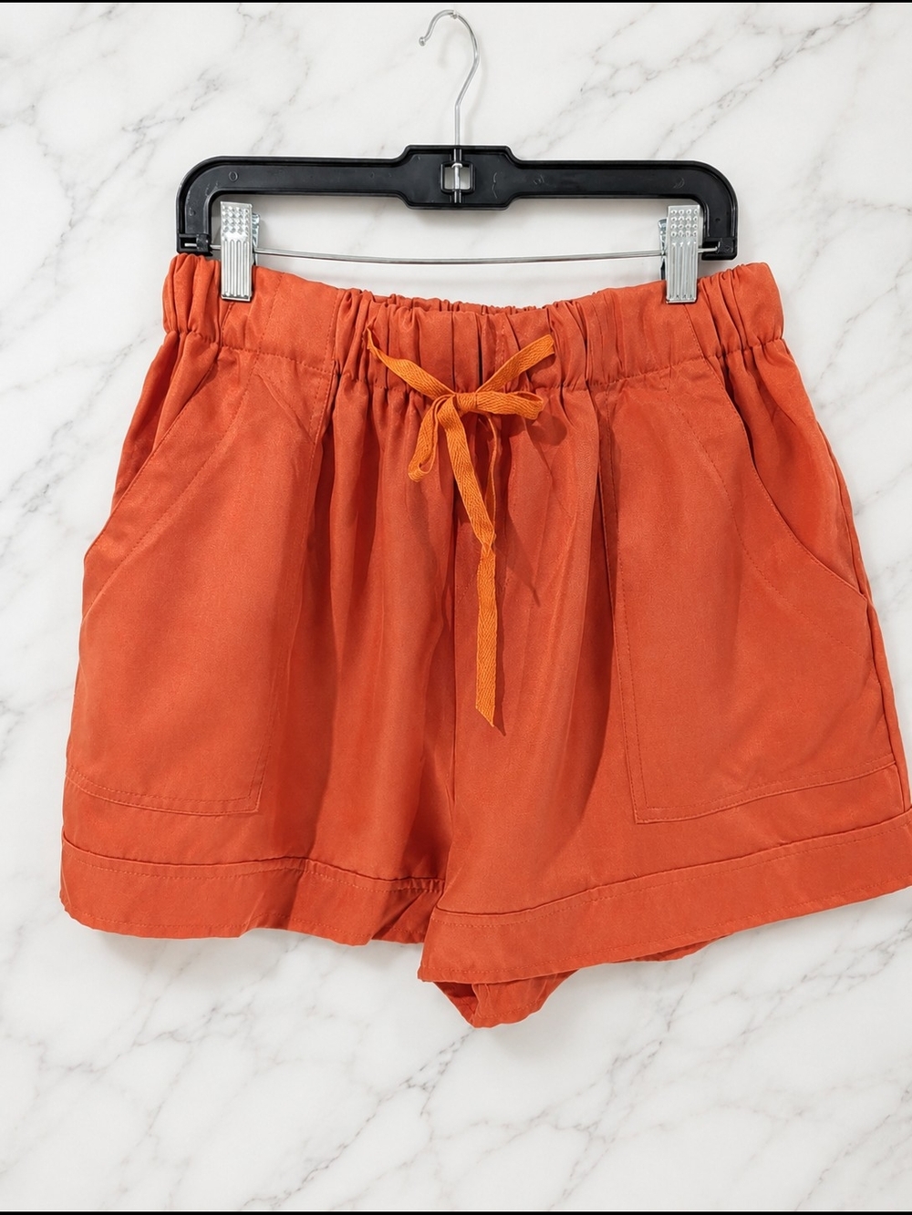 Couer de Vague Orange Paperbag Waist Shorts XL Lightweight Pull-On Casual Summer
